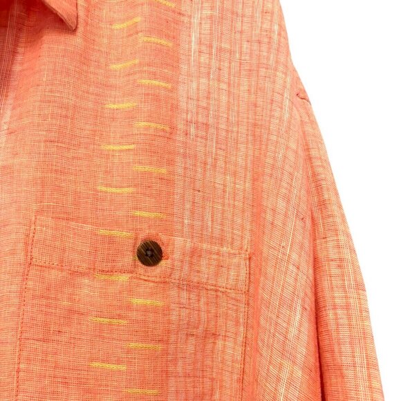 Tommy Bahama Camp Shirt Size 1XB Linen Blend Pastel Orange with Yellow Excellent - Picture 4 of 6